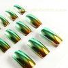 Plating Adult Fingers Fake Nails Green with gold plating false nail