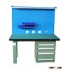 Industrial workbench with perforated panel
