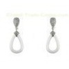 White Teardrop Ceramic Earrings With 925 Sterling Silver , Pear Shape CSE0545