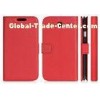Soft Leather Wallet Phone Cases Red For Samsung Galaxy Grand 2 G7105
