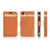 Xperia Z2 Lithchi PU Case With Stand , Sony Cell Phone Cases With Card holders