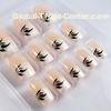 Pretty Flower French Tip Fake Nails Fashionable Adult Fake Fingernails Art