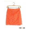 Orange Grenadine Floral High Waist Lace Short Skirt