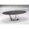 Black Fossil Round Marble Top Coffee Table / Marble Dining Room Table