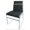 Chrome Finish Stackable High Back Leather Dining Chairs With Black Seat