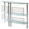 Tempered Sanded Modern Glass Bar Table Three Layer For Supermarket