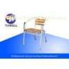 Slat Back Outdoor Light Weight Wooden Aluminum Dining Chair Rustproof