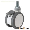 Threaded stem with brake double wheel medical caster