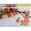3D Wall Colored Opaque Decorative Glass Panels Indoor With Yellow Flowers