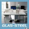 Extendable Crystal Glass Stainless Steel Dining Table