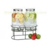 Vintage dual beverage dispenser with stand & Storage jars For juice , wine drinking