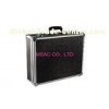 Black Fabric Aluminum Tool Cases For Travel With Wave Foam , Plastic Handle