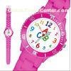 Eco - Friendly Pink Silicone Bracelet Watches For Little Girls With Chinese Movement