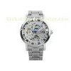Classic Black Mechanical Mens Automatic Watch Skeleton With Blue Dial