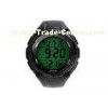 Unisex Black Multifunction Sport Watch EL Backlight With Stop Watch