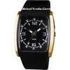Black Gold Square Plastic Quartz Mens Analog Watch Waterproof CE ROHS