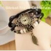 Water Resistant Braided Leather Ladies Bracelet Wrist Watches In Black , Red , Orange