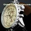 Leather Band Silver Mechanical Automatic Watches Big Face , Men S Watches