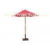 203cm Outdoor Patio Sunshade Umbrella With Deluxe Garden Wooden Parasol