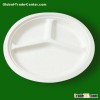 Disposable paper pulp 3 compartments plate