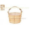 Smooth Surface White Pine Wooden Turkish Sauna Bucket And Ladle With Plastic Liner