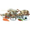 Brown Bakelite Handle 10 PC Stainless Steel Cookware Sets with 2.5 L Kettle