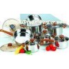 13 Pcs Cooks Stainless Steel Cookware Sets with 22cm Steamer, 24cm Thermometer Glass Lid