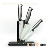 Stainless Steel Handle Ceramic Knife Set With Block