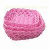 Square Storage Basket in Pink, Made of Plastic Rattan, Used for Packing and Storage