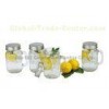 Embossed 16oz glass mason jar mugs with handles , metal lids