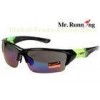 Safe Polarized Sport Sunglasses With Green Frame , Removable Lens