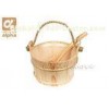 Natural Finnish Spruce 4L Wooden Sauna Water Bucket And Ladles With Plastic Liner