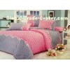 Red and Grey Cotton Bedding Sets with Personalized Pillowcases