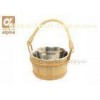 Finnish Spruce wooden Sauna Bucket with Stainless Steel Insert Pan 5L Stylish 1.3 Gallon