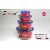 blue high borosil glass food storage containers