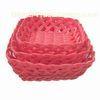 Square Storage Basket in Red, Made of Plastic Rattan, Used for Packing