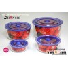 blue pyrex glass round food storage container set