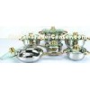 12 PC Polish Stainless Steel Cookware Sets with Golden SS Handle