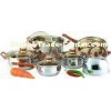 Brown Bakelite Handle 10 PC Stainless Steel Cookware Sets with 2.5 L Kettle