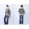 Fashion V Neck Womens Cardigan Sweaters Printed with Black and White Plaid
