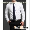 Men's spandex fabric long sleeve white stretch dress shirt
