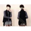 Black Sleeveless Ladies Poncho Sweater with Shawl Collar , Ladies Cardigan Sweaters