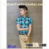 Men's check pattern short sleeve shirt free shipping