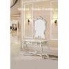 Hand Painted White Resin Dressing Table And Mirror , Wooden Frame Resin Flower