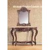 Home Furniture Antique Resin Console Table With Mirror Brown Color