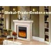 European 1.2m Imitation Marble Fireplace  With  Decorative Flame White