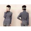 Solid Color Womens Cashmere Sweaters Pullover with Turn Down Neck , Long Sleeves