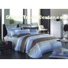 200TC Twill Fabric Cotton Bed Set Beautiful , Blue Abstract Style