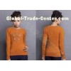 Autumn Winter Orange Women Crew Neck Sweater Fine Knit Clothing With Long Sleeve