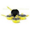 Yellow Allover Printing 7 Pcs Nonstick Pan Set Kitchen Cookware